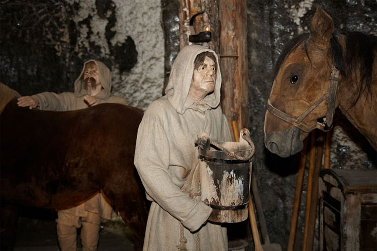 Wieliczka, les mineurs avec leurs chevaux